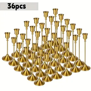 Vintage Brass Gold Candle Holders 36Pcs  Create romantic vibes for home, weddings and holidays, Candles Not Included