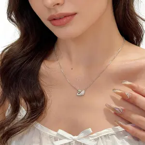 Dainty Swan Necklace Shiny Swan Jewelry 16-inch Chain with 2-inch Extender Elegant Versatile Accessory for Daily Outfits & Formal Occasions Charming Gift for Loved Ones