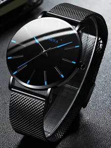 New Trendy Men's Geneva Watch Simple Business Mesh Band Quartz Wristwatch, Stylish and Durable Timepiece for Daily Wear