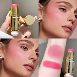 1PC, dual-ended blush stick, sheer and pigmented, matte yet hydrating, lightweight with delicate glow, naturally blends to create a defined cheek, perfect for a fresh and rosy makeup look, ideal as a Christmas, Halloween, or Thanksgiving holiday gift.
