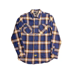Gunthers Co Menswear Men's Button-Front Longsleeves Cotton Birch Street Plaid Flannel Shirt - Blue & Gold, Casual, Stylish Chic Shirts