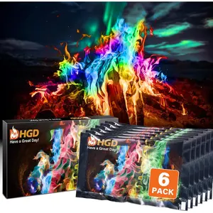 6-Pack Magic Fire Color Changing Packets – Vibrant Rainbow Flames for Campfires, Fire Pits & Bonfires – Fun Indoor/Outdoor Camping Accessory for Wood-Burning Fires HGD