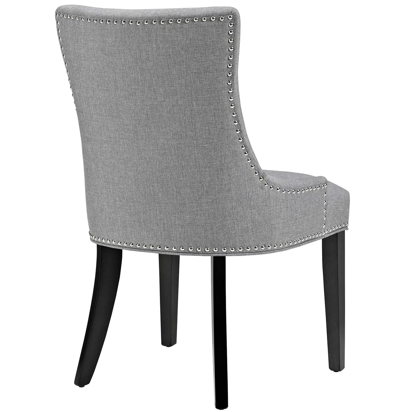 Modway Marquis Hourglass Fabric Dining Chair - Light Gray Polyester Stylish Upholstery, Nailhead Trim, Tapered Legs, for Entryway Indoor Use
