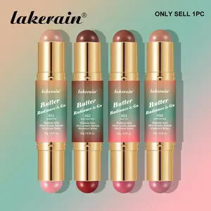 Lakerain Butter Glow Blush Stick, 2-in-1 Ultra-Creamy Bronzer & Blush for Face, Eyes & Lips, Buildable, Blendable & Multi-Purpose Makeup for Contouring, Highlighting & Natural Glow, Radiant Finish, Facial Makeup