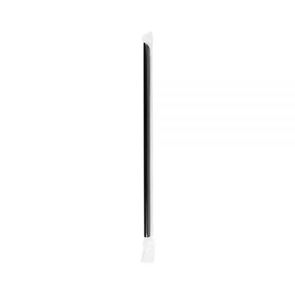 [2,500 ct] Giant Straws | Diagonally Cut | Individually Wrapped | Black (0.31" x 9")
