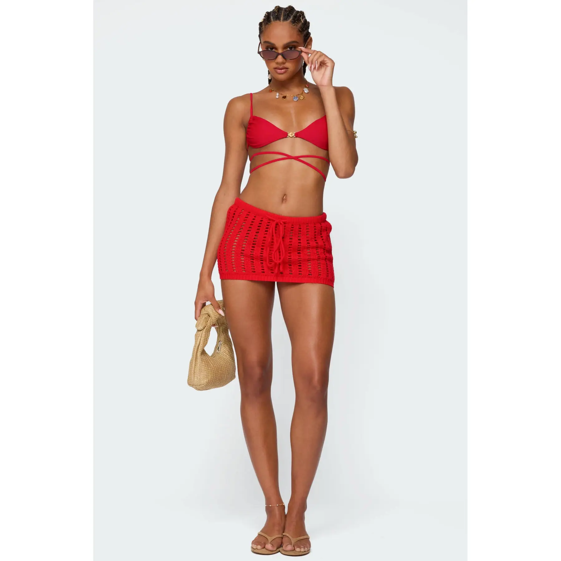 Leola Ladder Knit Mini Skirt