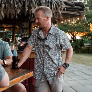 Performance Button Up - Classic Deer Camo Hawaiian shirt Hot Retro Style Performance Shirt, Lightweight and Breathable for Summer Rounds, Year-Round Style