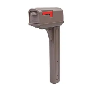 Gibraltar Mailboxes  Classic Plastic Post Mount Double Door Mailbox, Mocha