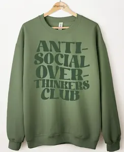 Anti-Social Overthinkers Club Color On Color Graphic Top