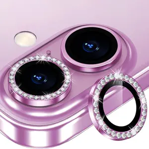 Glitter Camera Lens Protector, 2 Counts Tempered Glass Camera Lens Protector, Phone Accessories Compatible with iPhone 16/iPhone 16 Plus