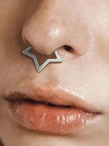 1 Pc Nose Rings For Women 16G Septum Rings Gold Star Clicker Hoops Daith Hoop Spikes Chain Nose Ring Spiral Nose Ring For Women Men Silver Piercing Jewelry High Quality Jewelry, Body Piercing Jewelry