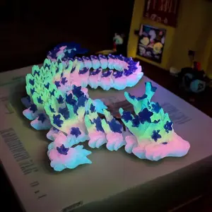 12" Mystical Dragon Figurine - 3D Printed Cherry Blossom Dragon, Articulated 3D Dragon Toys, Bedroom Desk Ornament, Unique Gift Idea For Valentine's Day, Birthday, Fantasy Lovers