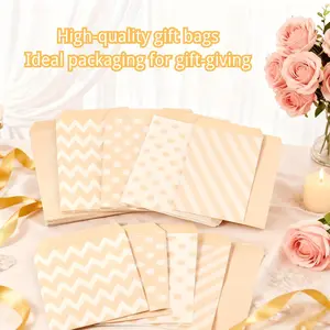 50 Dotted Honeycomb Kraft Paper Bags, 13x18 Cm, Ideal for Gifts, Gift Wrap, Parties, Weddings, Special Events, Fashionable and Durable Packaging