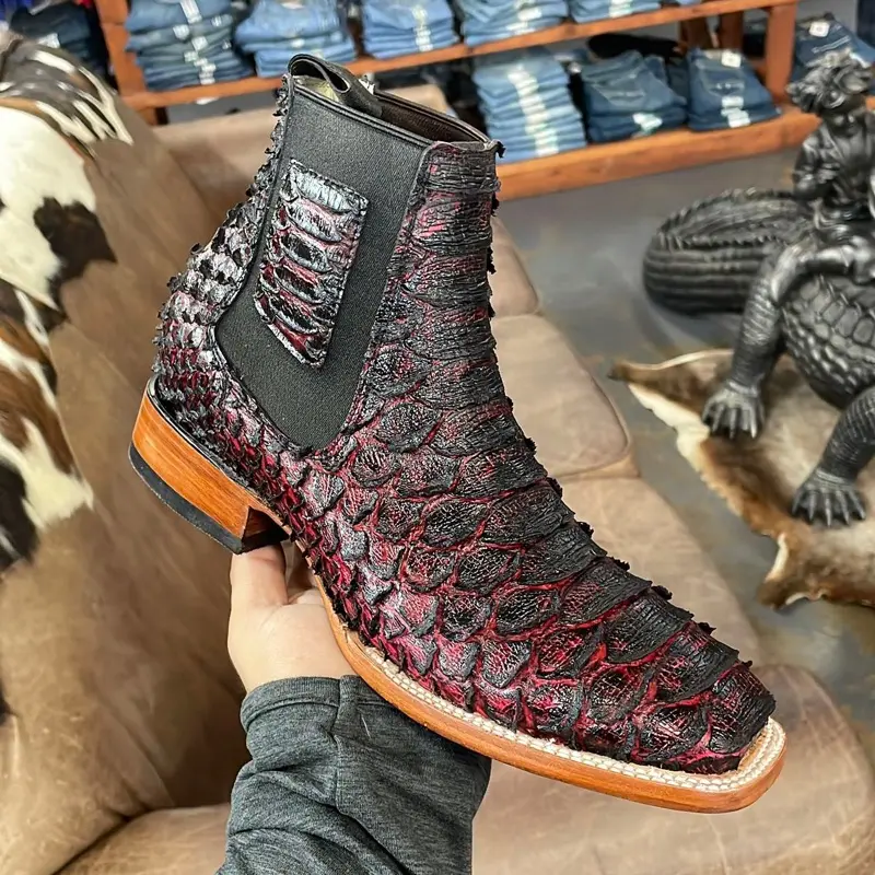 Botín Black-cherry Python imit.