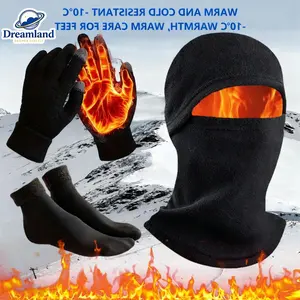 1 Set Winter Essentials Set: Touchscreen-Friendly Gloves, Thick Fleece-Lined Socks & Windproof Balaclava with Ear Protection - 100% Polyester, Warm and Cold Resistant for Outdoor Activities, Winter Clothes