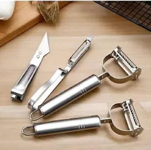 4pcs Premium Multi-Functional Stainless Steel Vegetable Peeler & Grater - Effortless Fruit & Potato Grater for Dining, Food Truck & Restaurant Use