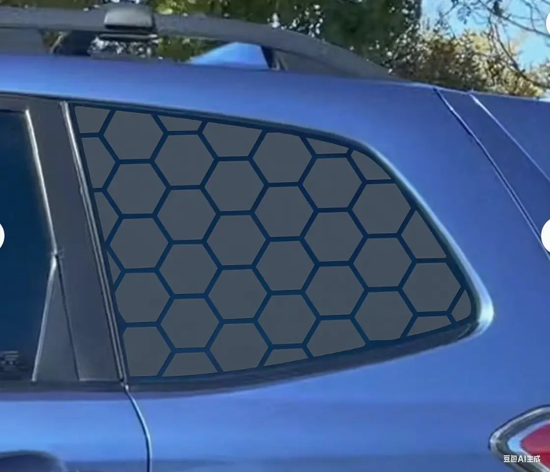2pcs 90x42cm honeycomb window decal for car, matte black