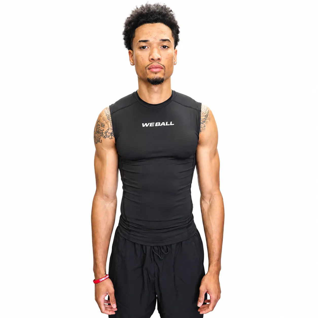 We Ball Sports Mens Athletic Sleeveless Compression Tank Top Base Layer (Black)