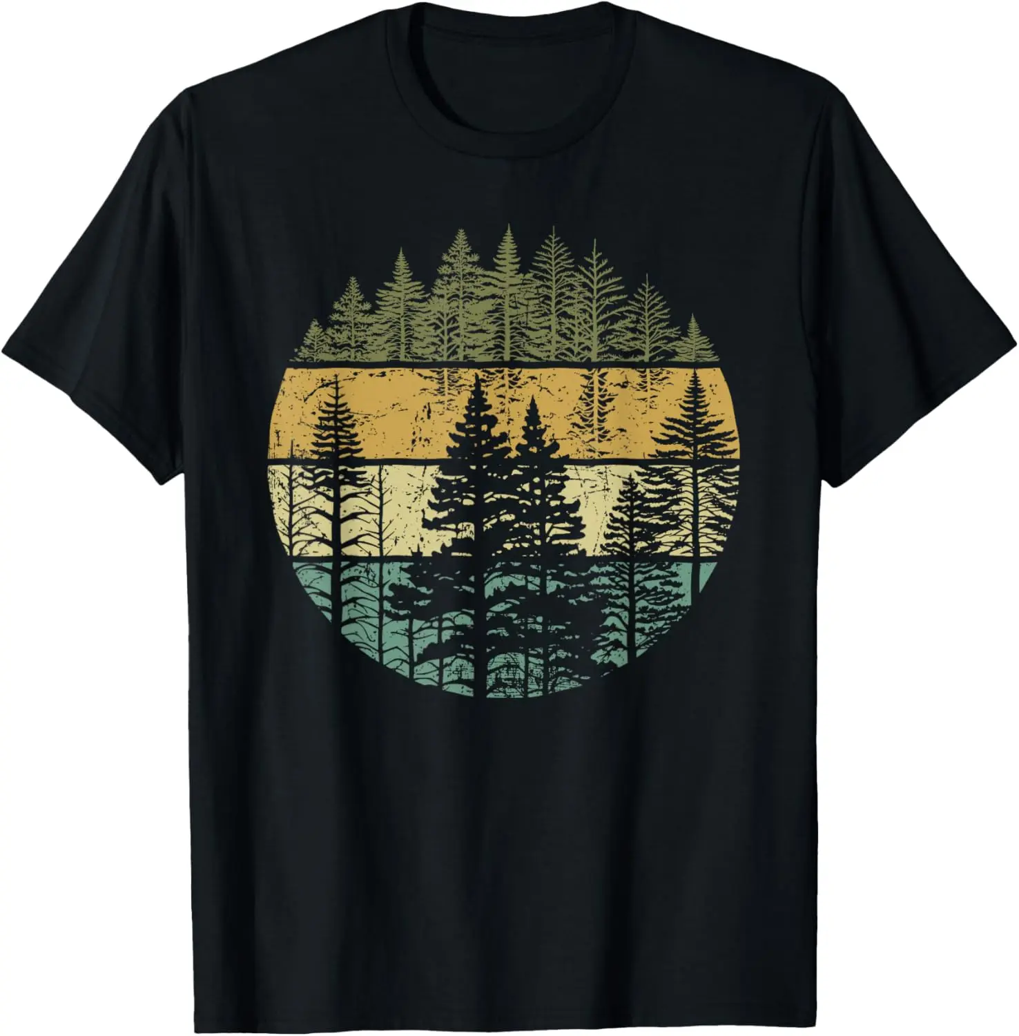 Retro Forest Trees Outdoors Nature Women Men Vintage Graphic T-Shirt Pure Cotton Graphic Tees Menswear Top: Gifts for Men & Women, Natural, Shortsleeve