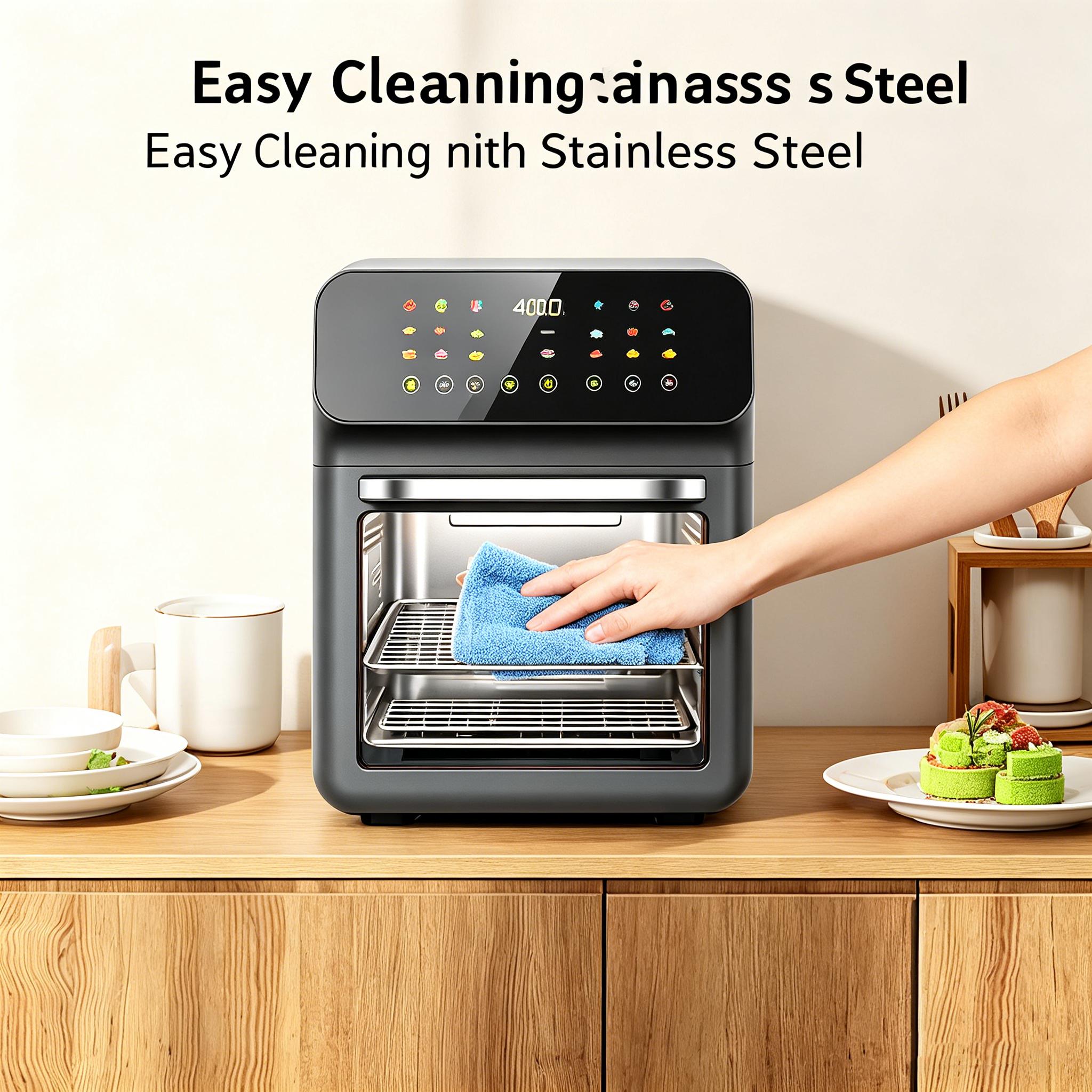 1pc Family Smart Air Fryer Oven, Touch Screen Visible Window, Stainless Steel Non-Stick, Low Oil Healthy, Multifunctional for Roasting Baking Frying, Countertop French Fries Maker for Home Kitchen Daily Use Glass