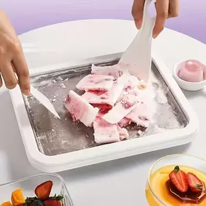 Portable mini ice cream maker with 2 scrapers - no-electric smoothie and frozen yogurt maker, 304 stainless steel construction, compact design, suitable for home, office or travel - easy-to-clean frozen dessert maker, ice cream maker.