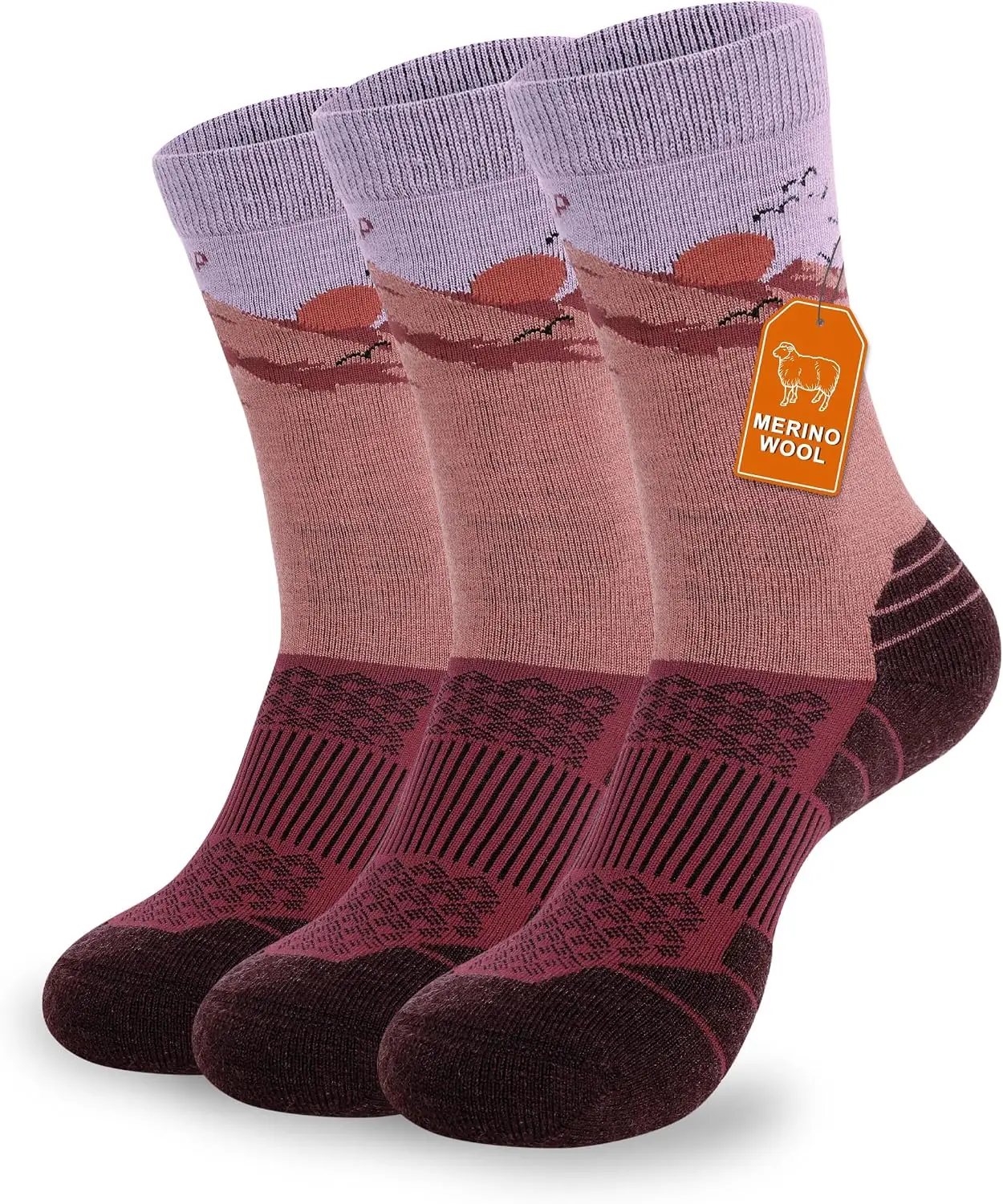 Pioneer Camp Men's & Women's Merino Wool Mid-Calf Hiking Socks, Cushioned, Breathable, Anti-Fatigue with Mesh Airflow Zones - Athletic Work Socks (3 Pairs), Anti-Fatigue Mid-Calf Socks