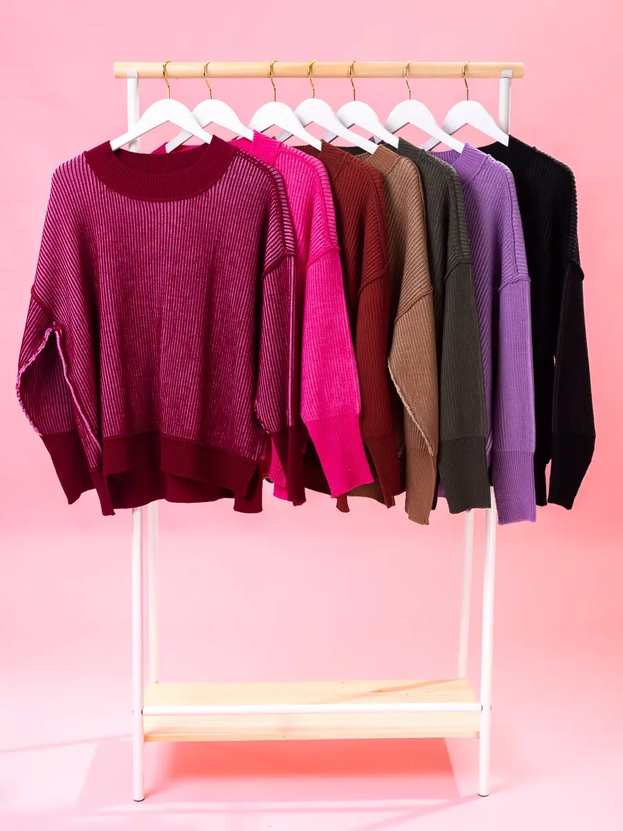 Zenana Exposed Seam Two Tone Sweater | S/M-L/XL