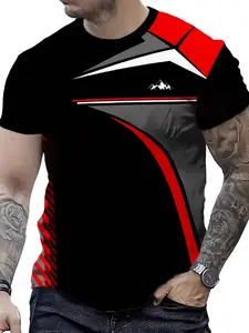 Men's Trendy Sports T-Shirt, Colorblock Design, Quick-Dry Breathable Gym Short Sleeve, Casual Fashion Versatile Style, Athletic Sports Clothing