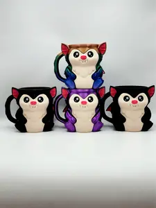 Bramble the Bat Ice Cream Pint Holder 3D Printed Gothic Cup Halloween Themed Drinkware with Bat Wings and Ears Black or Rainbow Colors Fits Most 473 ml Pints Insulated Design Keeps Hands Warm & Dry Reusable