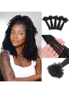 Human Hair Dreadlock Extensions Full Handmade Dreads Extensions Loc Extensions Thick Hair Extensions for Women/Men Can Be Dyed Curled Bleached (4-16 Inch 0.6cm 10-100 Strands)