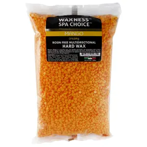 Waxness Spa Choice Rosin Free Multidirectional Hard Wax Mango 2.2 lb / 1 kg For Hair Removal -  Hypoallergenic - Rosin Free - Any Direction Removal - Dense Creamy Consistency