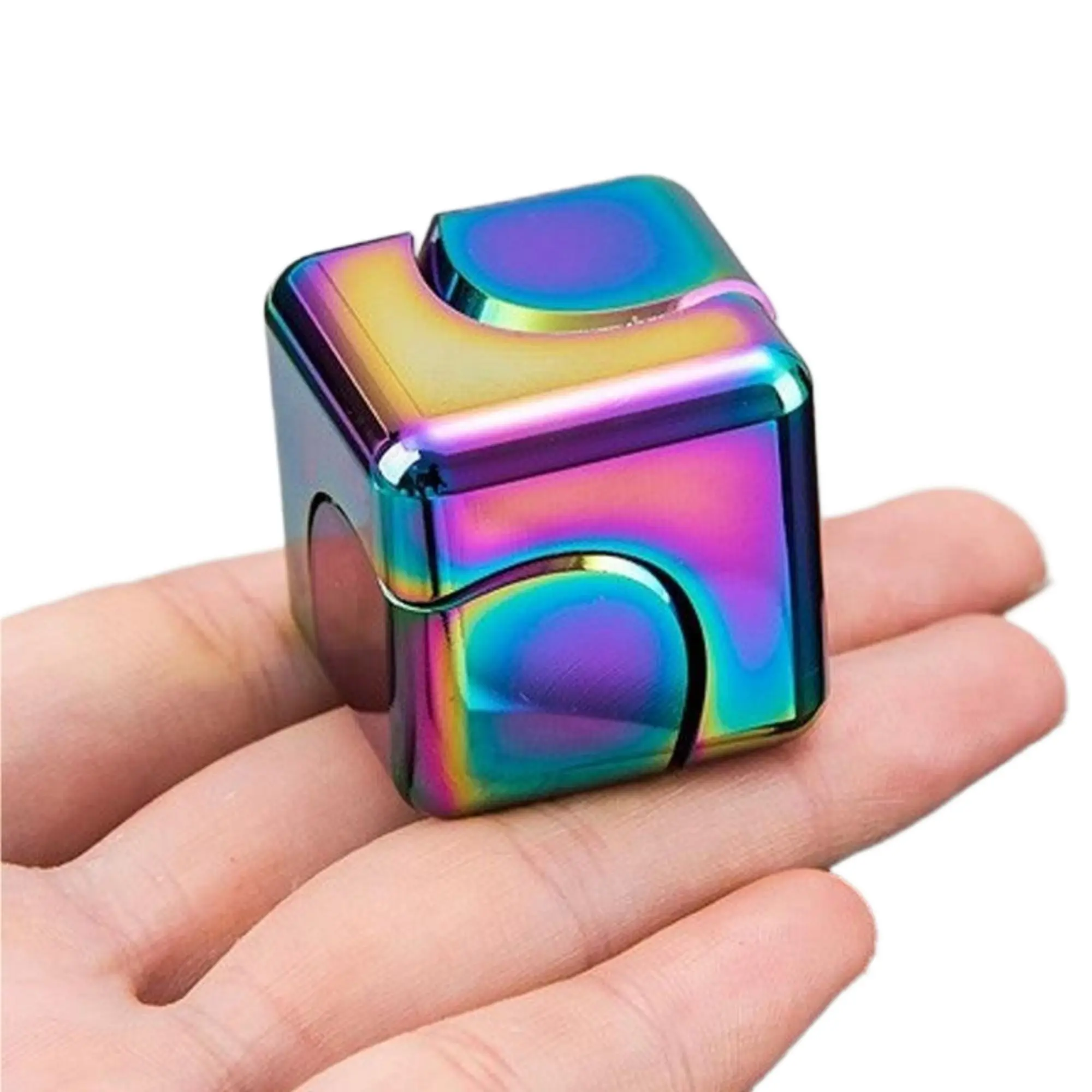 Compact Unisex 2-in-1 Metal EDC Fidget Slider - 1.2x1.2x1.2 Inches Infinity Cube Gyro Desk Gadget, Anxiety Relief Products, Thanksgiving Kids Gift, Office Sensory Focus Tool, Relaxation