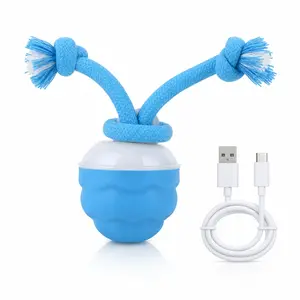 Rechargeable Automatic Moving Dog Ball Toy with Rope - Interactive Tug & Bounce Toy, Durable for Small/Medium Dogs, Boredom Relief Pet Accessory
