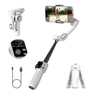 AOCHUAN Smart V8, 3-axis Gimbal Stabilizer w/Built-in 7.8' Extension Rod, AI Facial Tracking, Portable Smartphone Holder for iPhone & Android, w/Full-Screen OLED Display, Vlog Stabilizer, Cellphone&Selfie accessories