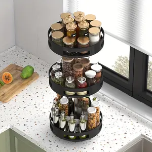 1pc Rotatable Kitchen Spice Rack, 360° Turntable, Rotatable Spice and Seasoning Storage Rack, Kitchen Spice Jar Organizer, Kitchen Accessory, Utility Racks