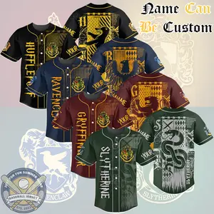 Wizard House's Baseball Jersey, FREE CUSTOM NAME HP's Baseball Jersey, Witch House Shirt, Collection Button Down Jersey, Menswear Shirt Gift For Him