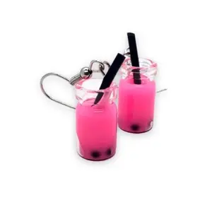 Hot Pink Boba Earrings - Cute High-Quality Fashion Accessory for Boba Tea Lovers