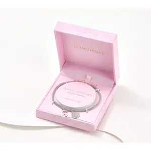 Diamonique Sterling Silver Choice of Motif Charm Bracelet with Gift Box
