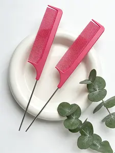 2-Pack Rose Anti-Static Pick Comb, Stainless Steel Needle Tail Comb, Hair Styling Tool for Wigs, Braiding, Parting