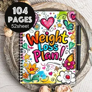A5 Fitness Planner Journal, Colorful Cover, 104 Pages, Weight Loss Tracker, Workout Tracker & Exercise Log, Ideal for Men & Women, Gym Accessories