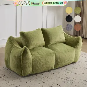 QAK 75.2” Giant Bean Bag Couch for Adults, Ultra Soft Fluffy Loveseat Bean Bag Sofa, Oversized Chase Lounge Chair Indoor for Living Room Bedroom, No Assembly Required Cozy Reading Chair with Pillows