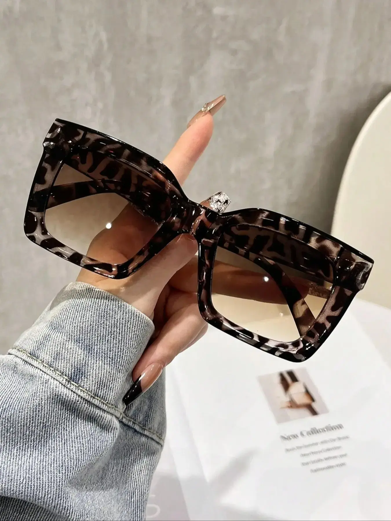 Women's Classic Large Frame Sunglasses, Fashionable Versatile Design, Face-Slimming, Uv400 Protection, Outdoor Travel Driving Commute Daily Use, Trendy Beach Eyewear, Uv Protective Eyewear