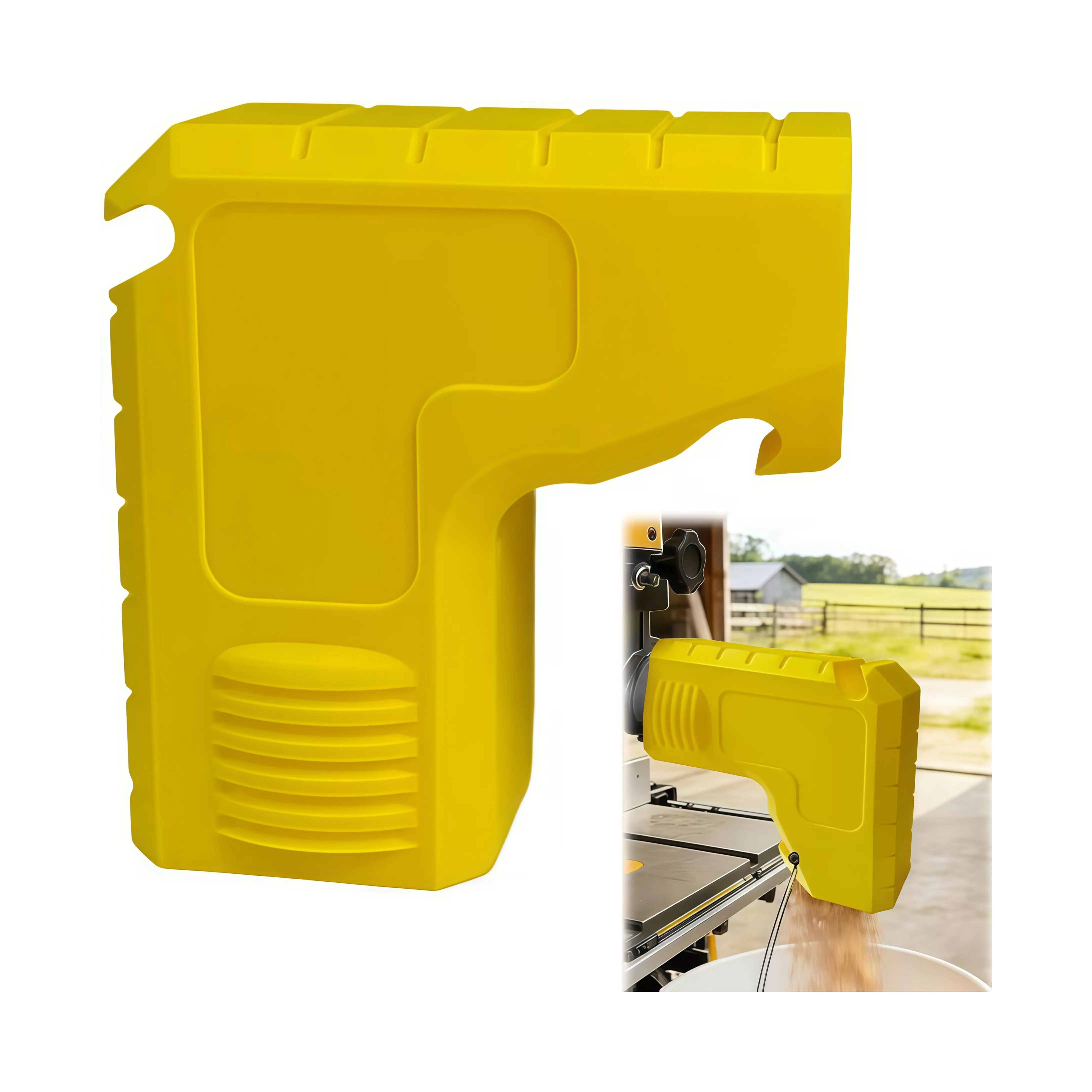 Sawdust Extraction Adapter Table Saw, Tool-Free Dust Port for DeWALT DWE7485, Gravity Driven Sawdust Collector with Hook, Compact Dust Collection Attachment-002