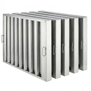 Commercial Hood Filters, 19.5"W x 19.5"H Baffle Grease Filters, 430 Stainless Steel 5-Groove Hood Filters, Fireproof Dishwasher Safe Exhaust Hood Filters for Restaurant Kitchens, Pack of 6