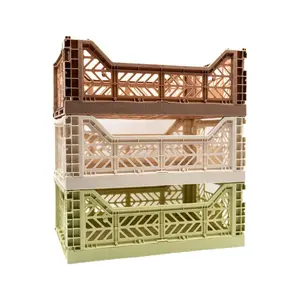 Collapsible Storage Box Foldable Crate Organizer Bin with Handle Stackable Crates for Home Organization 4L 14L Capacity Kitchen Room Eco-Friendly Modern Rectangle Plastic with Handle Clothes Kitchen Snap