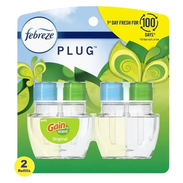 Plug In Air Freshener, Odor-Fighting Scented Oil Refill, Gain Scent, 2 Refills