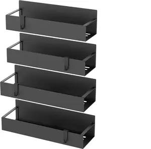 4-Pack Magnetic Spice Rack Organizer for Refrigerator and Oven - Black Magnetic Fridge and Oven Organizers - Kitchen accessories - Magnetic Rack - Perfect House warming Gift