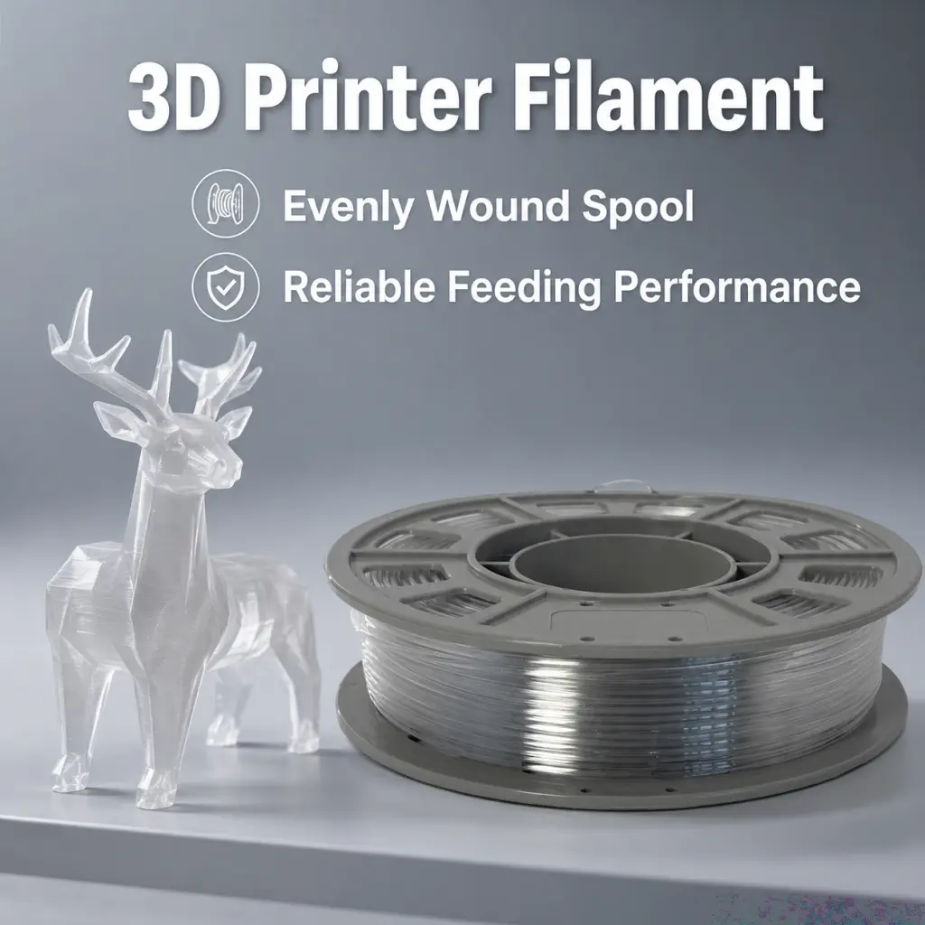 PETG 3D Printer Filament, 1.75mm 300g 4cm Tangle-Free Compact Slim Spool - Transparent, Low Shrinkage Low Warp Molding, Stable Balanced Extrusion Performance, Superior Toughness & Strong Layer Bond, Smooth Prints, for 1.75mm Mainstream Desktop 3D Printers