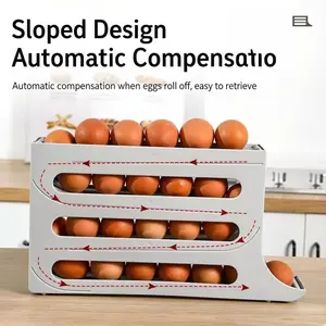 Automatic Rolling Egg Storage Box, Kitchen Egg Organizer, Refrigerator Side Door Holder, New Design Egg Rack, Home Use Essential