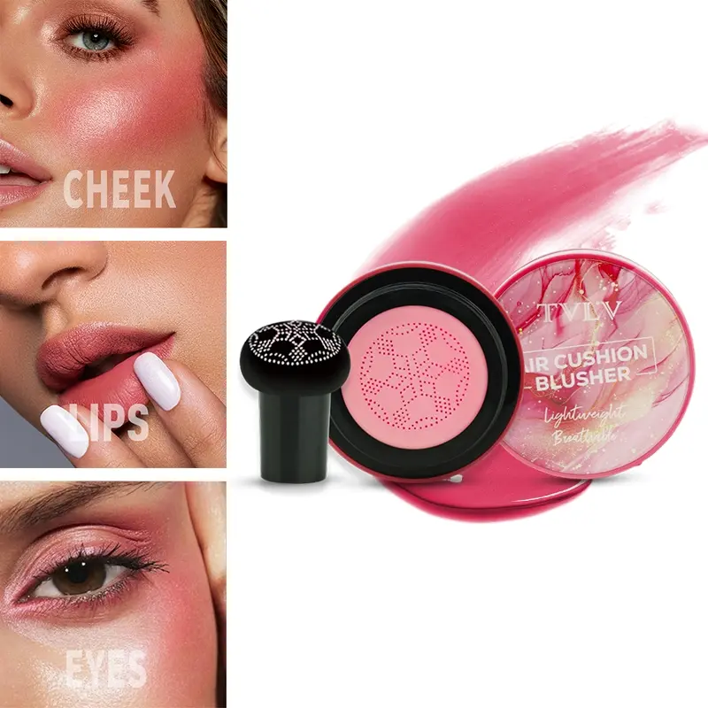 Air Cushion Blush, Lightweight Breathable Cushion Blusher, Natural Long Lasting Sheer Flush Cheek Tint, Easy to Blend Buildable Color for Daily Makeup